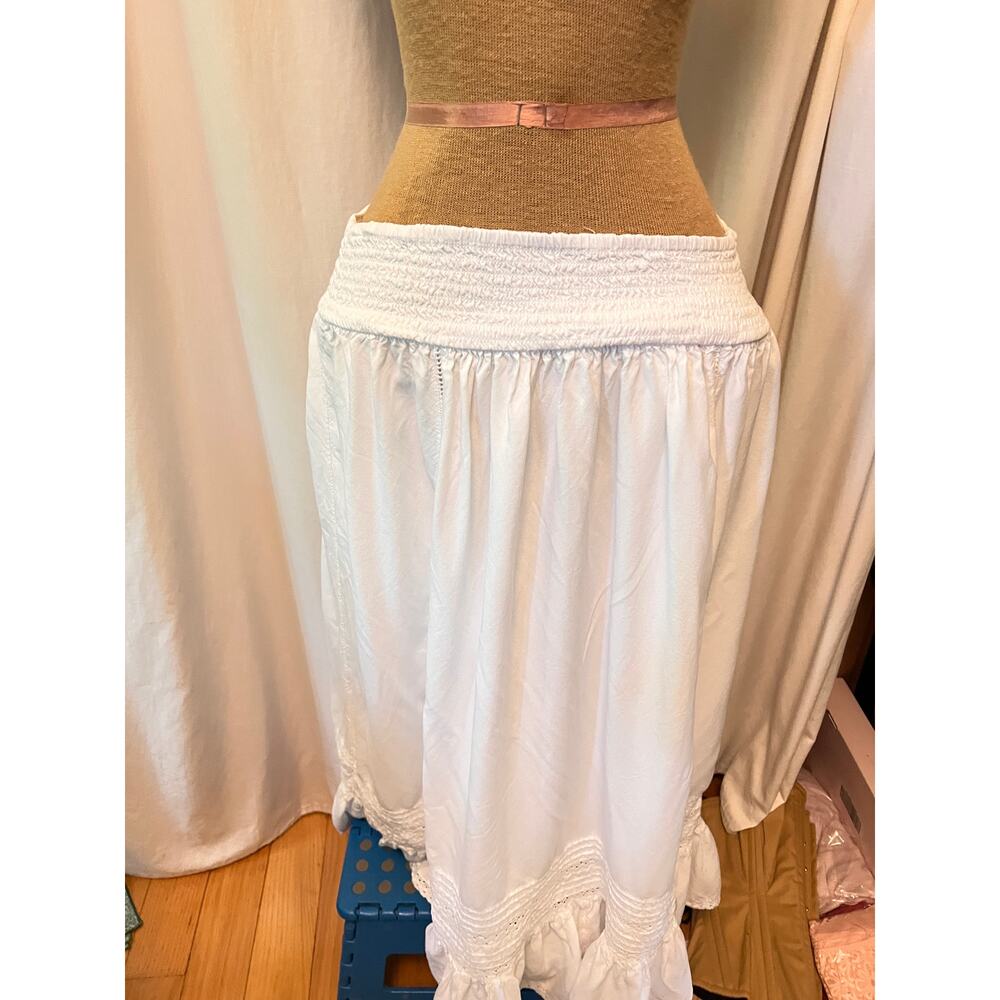 American Eagle white cotton lace ruffle maxi skirt cottage prairie Western Sm. - Picture 4 of 7